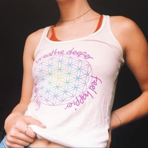 “breathe deeper feel happier live longer” tank top